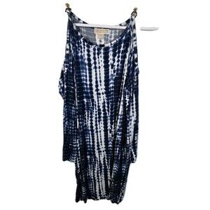Michael Kors Women’s Medium White‎ Tie Dye Chain Strap Cold Shoulder Dress